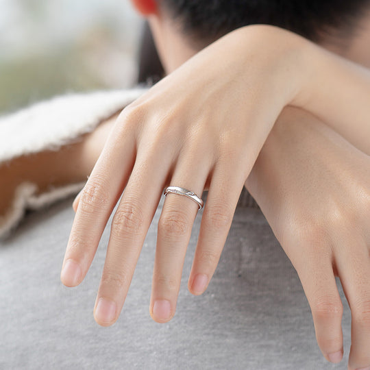 Smitech™ Aura Duo: The Lithos Pairing Ring – Textured 925 Silver Couple Bands