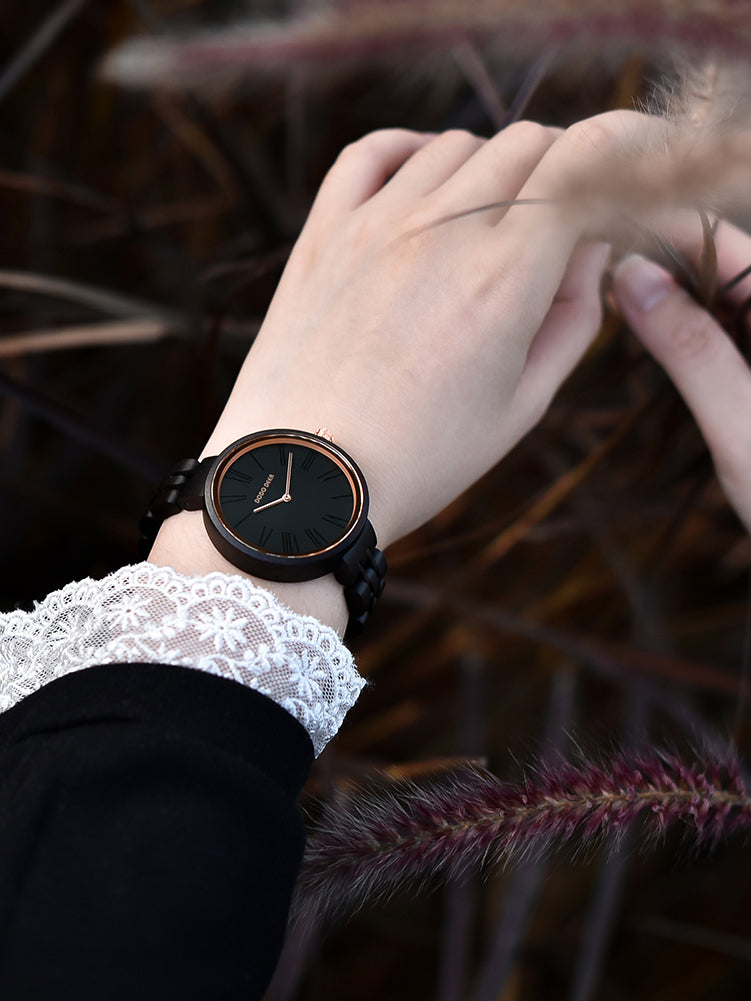 Smitech™ Origin Series: Artisan Wood Watch – 40mm Sapphire & Onyx Black