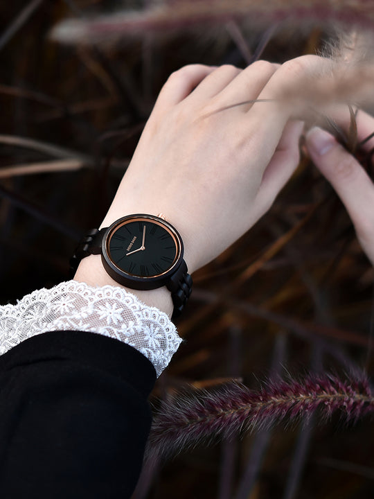 Smitech™ Origin Series: Artisan Wood Watch – 40mm Sapphire & Onyx Black