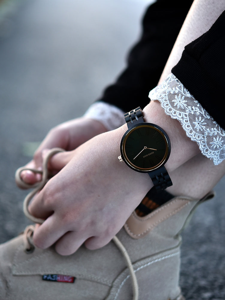 Smitech™ Origin Series: Artisan Wood Watch – 40mm Sapphire & Onyx Black