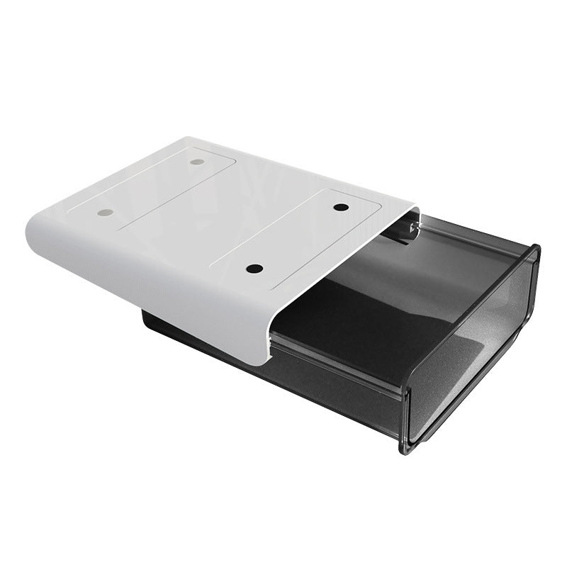 Double-stack under-desk storage box with invisible mount for dormitory and desk organisation