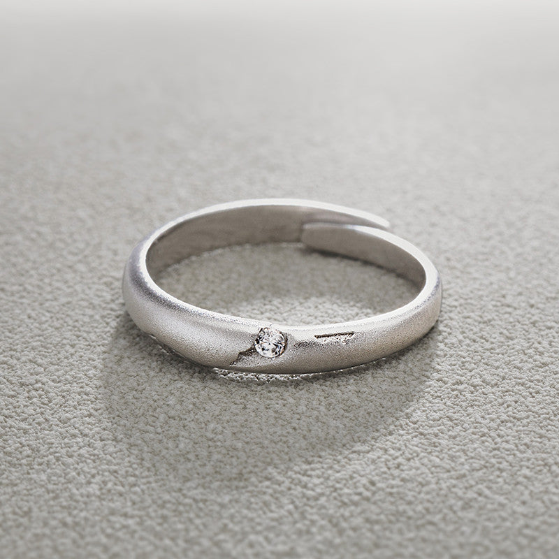 Smitech™ Aura Duo: The Lithos Pairing Ring – Textured 925 Silver Couple Bands