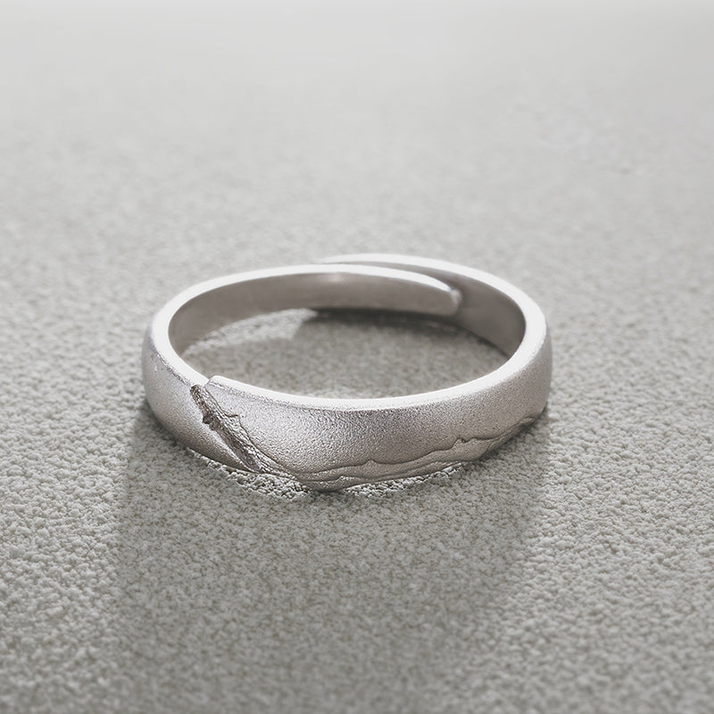 Smitech™ Aura Duo: The Lithos Pairing Ring – Textured 925 Silver Couple Bands