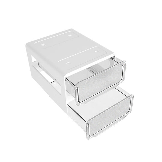 Under-desk adhesive drawer installed beneath office desk for hidden workspace storage