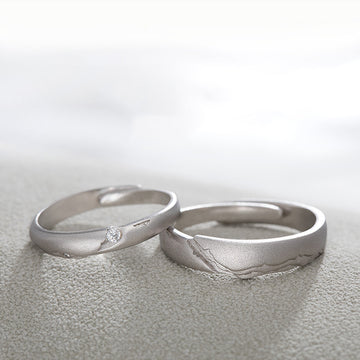Smitech™ Aura Duo: The Lithos Pairing Ring – Textured 925 Silver Couple Bands