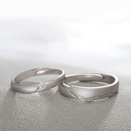 Smitech™ Aura Duo: The Lithos Pairing Ring – Textured 925 Silver Couple Bands